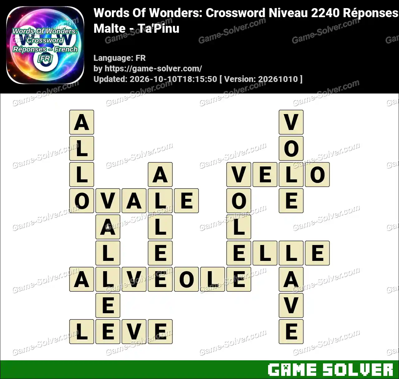 Words Of Wonders: Crossword Niveau 2240 Réponses – Malte – Ta’Pinu